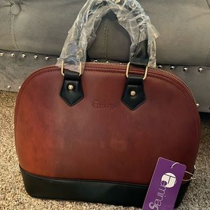Brown and black leather purse
